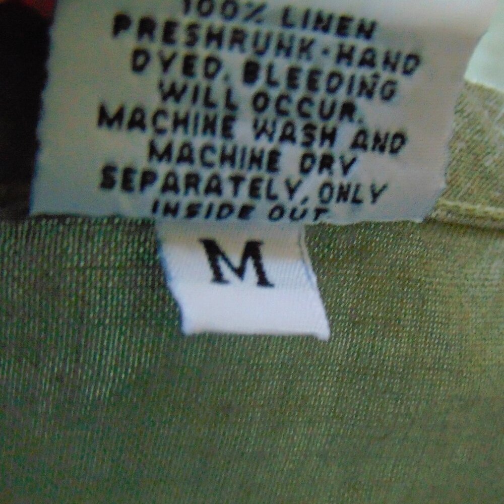 CP Shades Olive Green 100% Linen Tee Top M - Picture 8 of 8